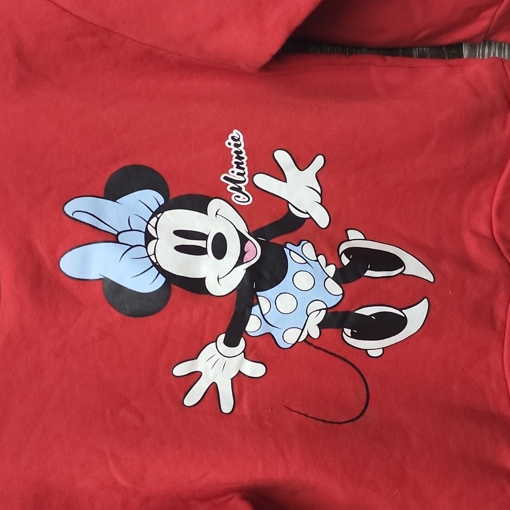 Disney Minnie mouse red fleece lined sweatshirt size 10-12 - Picture 3 of 4
